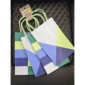 4 Pack Of Gift Bags - Spritz Geometric Small Gift Bags 8.5"H x 5.25"W x 3.25"D